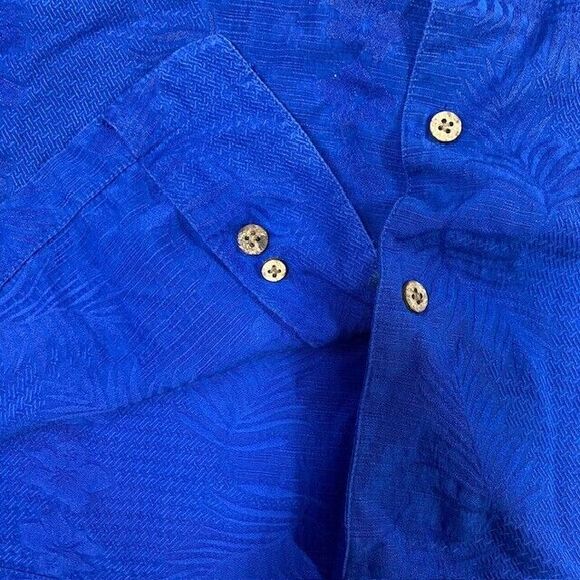 Caribbean Pineapple Silk Shirt Mens Sz 3XT  Blue Hawaiian Camp Button Up Beach - Picture 10 of 11